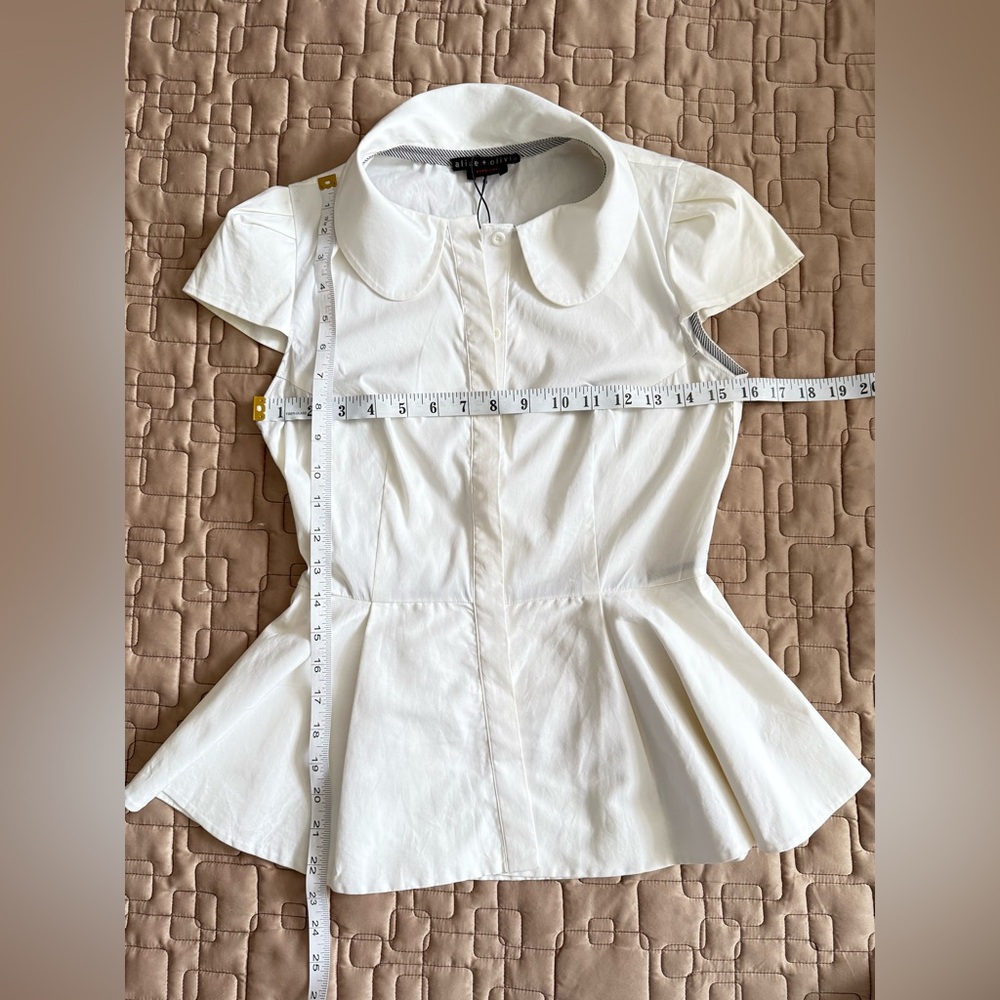 new Alice + Olivia Cream Peplum Blouse – Size XS-S - Picture 10 of 10